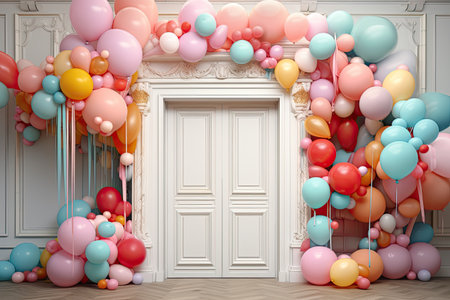 space with balloons light and doorの素材