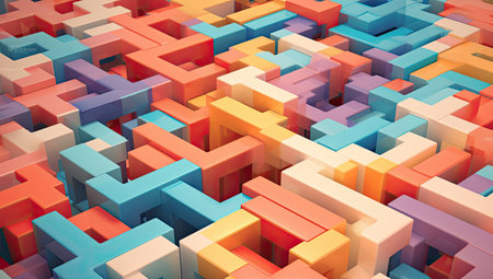 colorful cubes in a mazeの素材