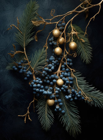icy green fir needles and pine needlesの素材