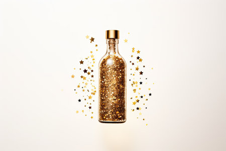 wine bottle red star white backgroundの素材