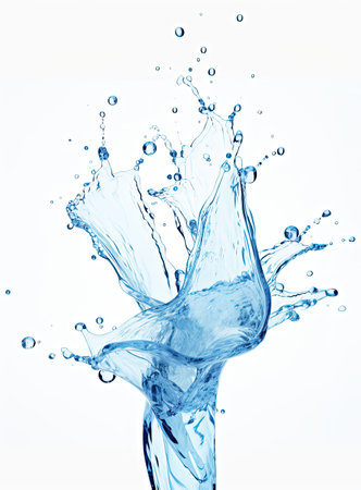 water splashing onto a white backgroundの素材