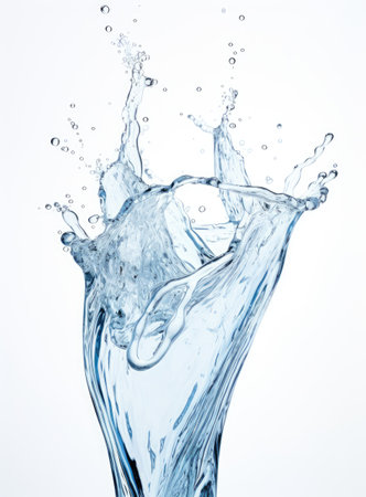 water splashing onto a white backgroundの素材