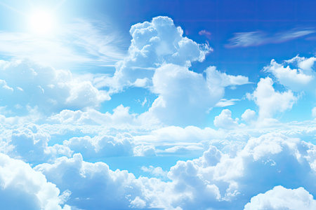 the sun is shining through the clouds in a blue skyの素材