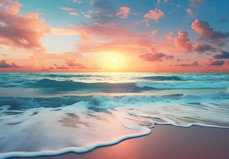 widescreen wallpaper cloudy sky above the beachの素材