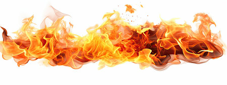 fire flames on white backgroundの素材