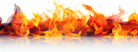 fire flames on white backgroundの素材