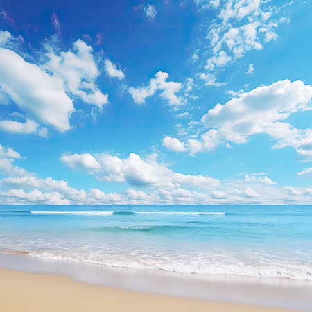 a sunny beach in warm blue watersの素材