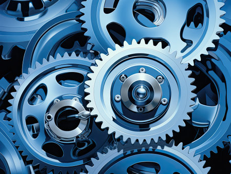 blue gears with small cogsの素材