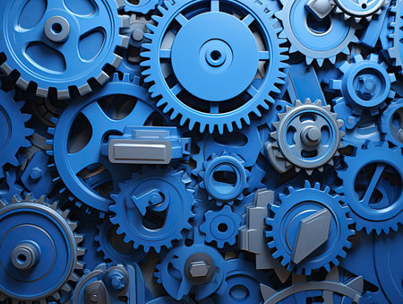 blue gears with small cogsの素材