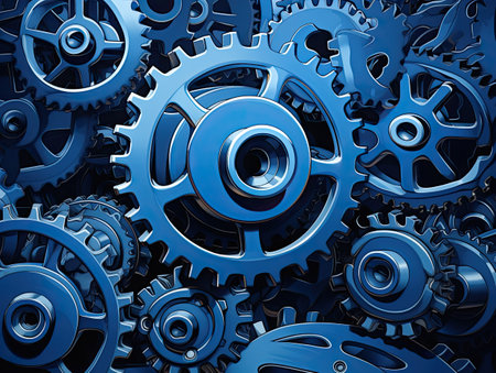 blue gears with small cogsの素材