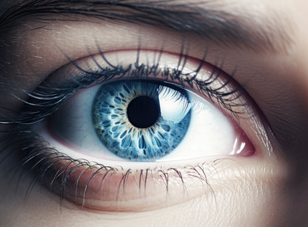 close up image of a persons eyeの素材