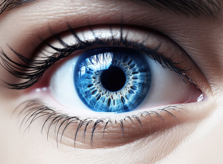 close up image of a persons eyeの素材