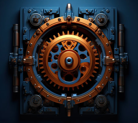 keyhole with gears and gears insideの素材