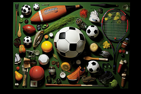 various sports equipmen basketball tennisの素材