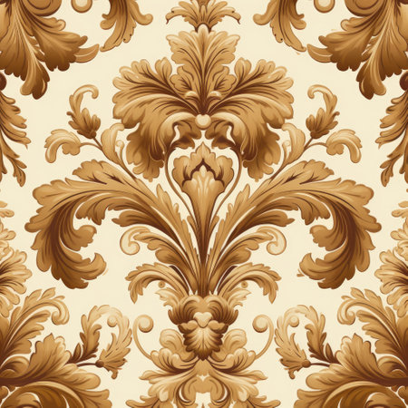 vintage wallpaper with a beige floral patternの素材