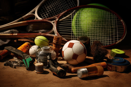 various sports equipmen basketball tennisの素材