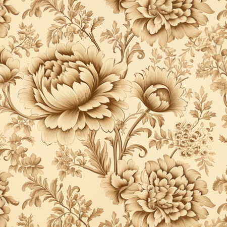vintage wallpaper with a beige floral patternの素材