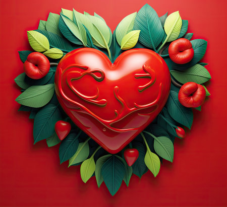red heart on white backgroundの素材