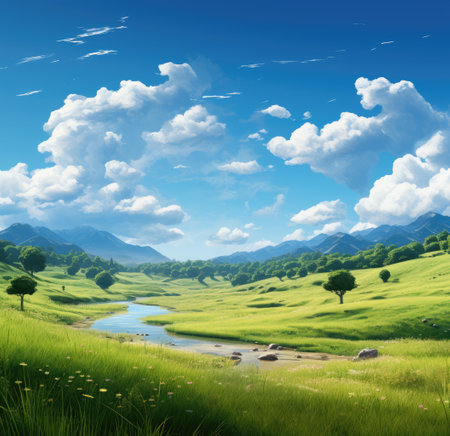 green grass on the fieldの素材
