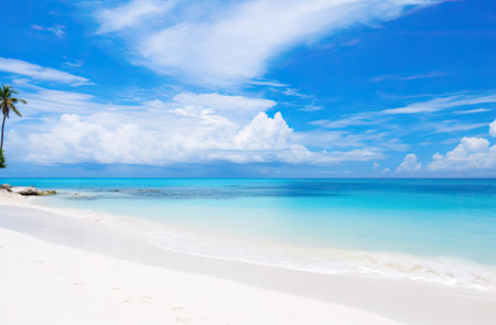 a beach with blue waterの素材