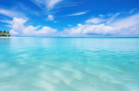 a beach with blue waterの素材