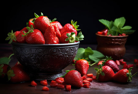 fresh strawberries sitting on topの素材