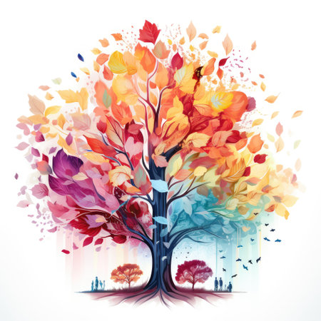 tree types of spring summer fall winter and springの素材