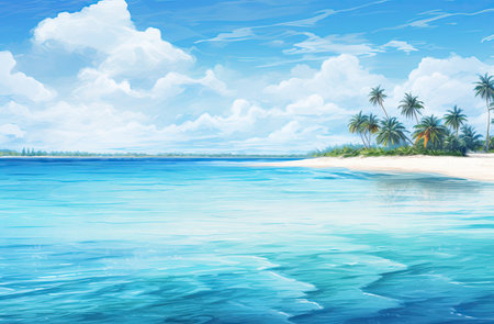 a beach with blue waterの素材