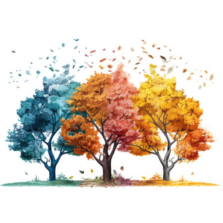 tree types of spring summer fall winter and springの素材