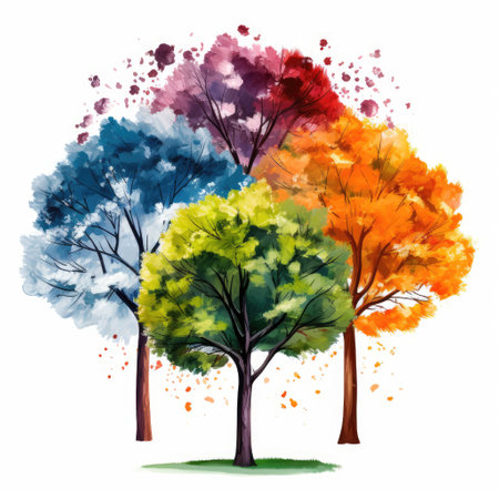 tree types of spring summer fall winter and springの素材