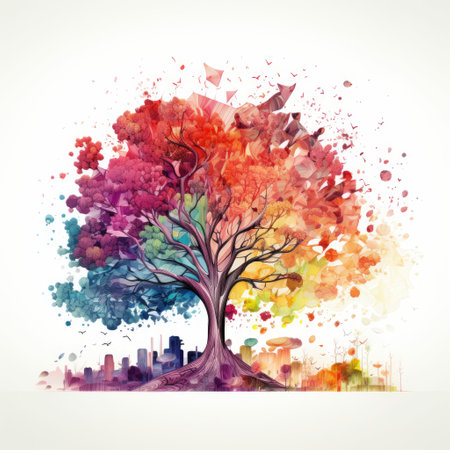 tree types of spring summer fall winter and springの素材