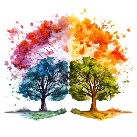 tree types of spring summer fall winter and springの素材