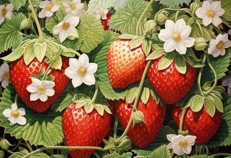 fresh strawberries sitting on topの素材