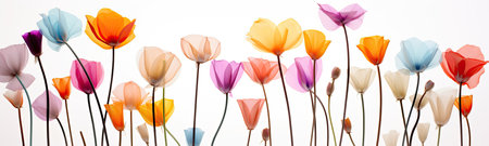 the tulips are flowering and are arrangedの素材