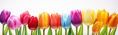 the tulips are flowering and are arrangedの素材