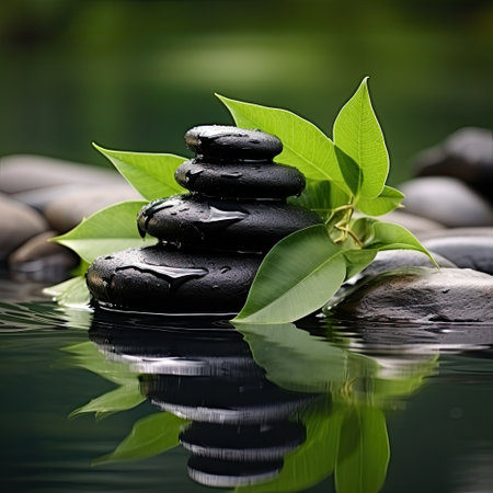 spa meditative composition black stone in the waterの素材