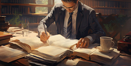 lawyer with ilaw firm in a law officeの素材