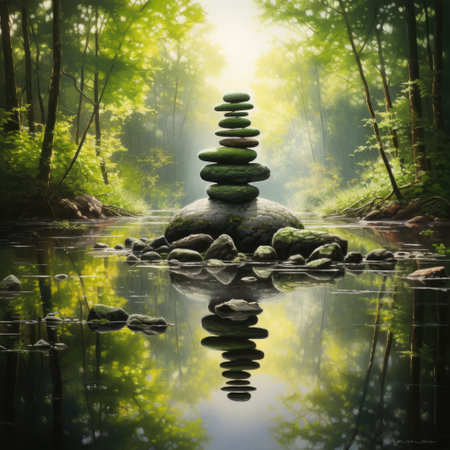 spa meditative composition black stone in the waterの素材