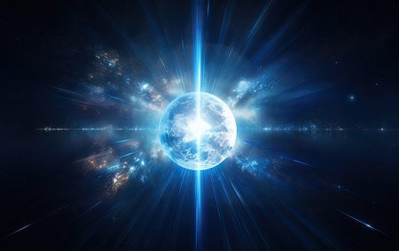 earth in the space with night skyの素材