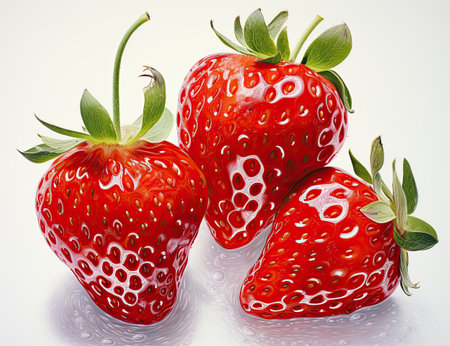 strawberries with leaves on topの素材