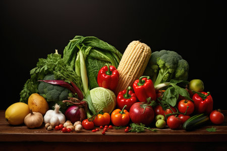many colorful vegetables are layingの素材