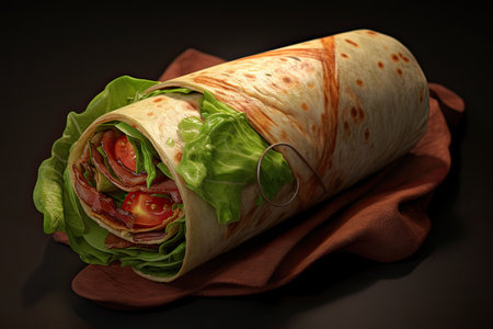 a wrap with chicken and tomatoの素材