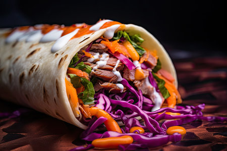 a gyro filled with meat and vegetablesの素材