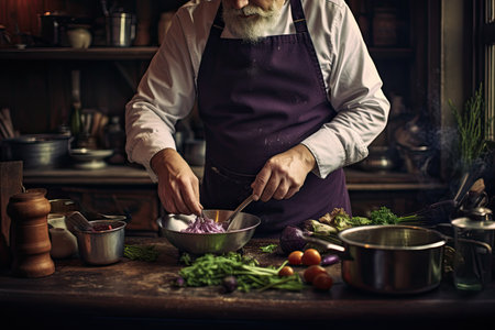 the cook is using a spoon to stirの素材