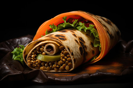 pita sandwich with lentils and vegetablesの素材