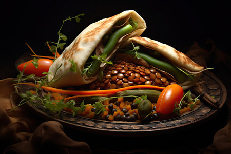 pita sandwich with lentils and vegetablesの素材