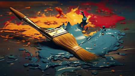 a paintbrush with colors splashの素材