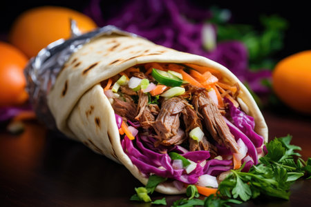 a gyro filled with meat and vegetablesの素材