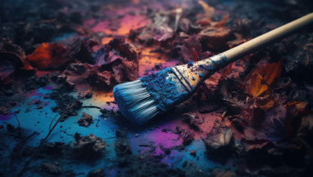 a paintbrush with colors splashの素材
