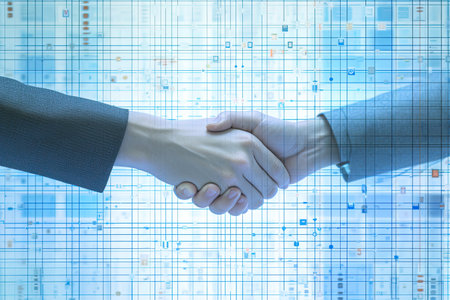 business people shaking hands at the meetingの素材